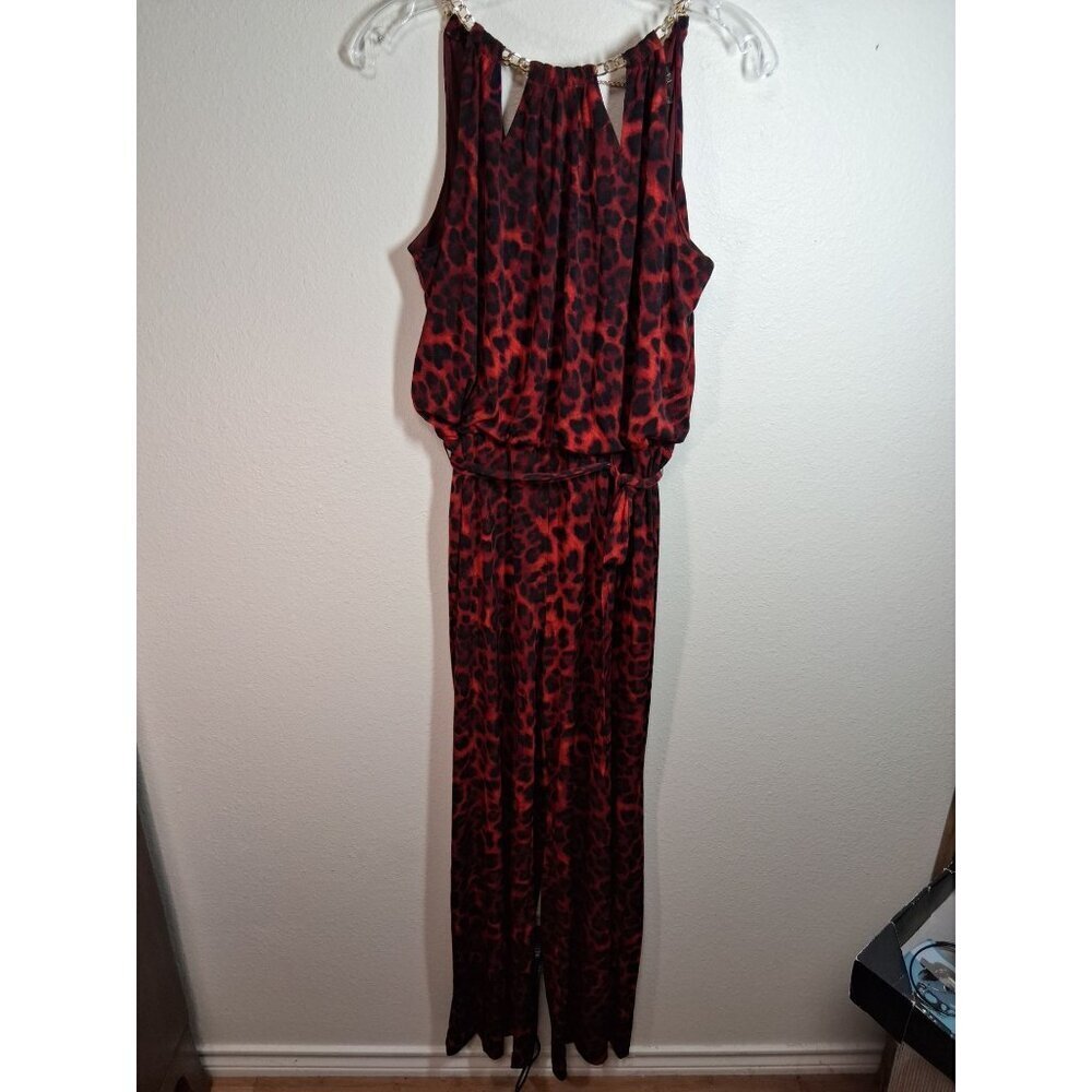 NWT Thalia Jumpsuit Party Club Animal Print Y2K Business Casual Red Size Medium